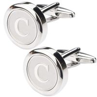 Dannyshi Mens Classic Stainless Steel Initial Cufflinks 26 Alphabet Initial Letter Cufflinks Business Wedding Shirts A-Z (C)