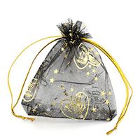 Housweety Organza Wedding Gift Pouches Bags 9.5cm X11.5cm(3 7/8"x4 4/8") (Black), 50pcs