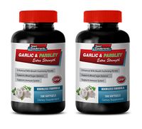 Blood Pressure Pills Natural - Garlic & Parsley - Supports Immune System - Garlic Pills for Weight Loss - 2 Bottles 200 Softgels