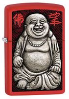 Zippo Lighter: Laughing Buddha - Red Matte 80439