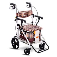 Seat & Roller Bar Covers Walker Can Sit and Rest Patient Rehabilitation Walker 4 Wheel Scooter Elderly Grocery Shopping Cart Folding Easy to Carry (Color : Brown, Size : 562588cm)