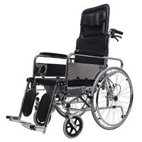 FLYSXP Wheelchair Aluminum Travel Chair Carrying The Elderly Disabled Potty Full Lie Multi-Function Transport Folding Portable Wheelchair