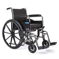Manual Wheelchair, Portable Folding Ergonomic Adjustable Leg 100Kg Load Bearing 46 * 40Cm Seat and Toilet, Elderly, Disabled Care Car Medical Assistance