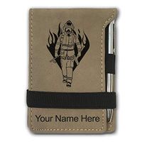 Mini Notepad, Fireman, Personalized Engraving Included (Light Brown)