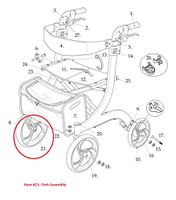 Right Fork ONLY for Drive RTL10266 Nitro Rollator Walker - (Fits Serial #s 2A1606301542 and After)