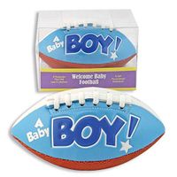 "IT'S A BOY" FOOTBALL -BIRTH ANNOUNCEMENT/Keepsake/GIFT/BLUE - INCLUDES DISPLAY BOX/Shower/CHRISTENING/NEW BABY GIFT 5" INCLUDES Plastic DISPLAY Box