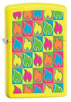 Zippo Boxed Flames Pocket Lighter, Neon Yellow
