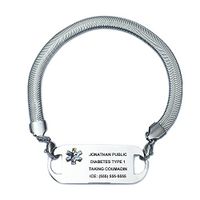 Chevron Stainless Medical Bracelet for Women. Incl. Custom Engraving of 10 Lines. Choose Your Size!
