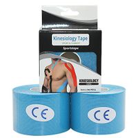 STpro Elastic Waterproof Kinesiologie Tape 2" x 16.4 ft,2 Rolls,Blue