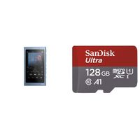 Sony NW-A45/L Walkman with Hi-Res Audio, Moonlit Blue (2018 Model) & SanDisk Ultra 128GB microSDXC UHS-I card with Adapter -Ã‚Â  100MB/s U1 A1 - SDSQUAR-128G-GN6MA