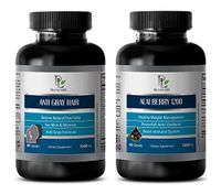 antiaging Pills - Anti Gray Hair – ACAI Berry 1200 - acai Hair - 2 Bottles - Combo