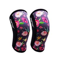 Knee Sleeves (1 Pair) 7 mm Neoprene Best Knee Supports Pain Compression Brace Cap for Squats, Crossfit WODS Weightlifting Powerlifting Strong Knee Pads for Men Women by RUNTOP (S, Flower Power)