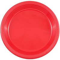 JAM PAPER Round Plastic Party Plates - Medium - 9 inch - Red - 20/Pack