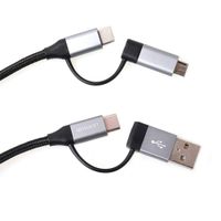 Multi USB car Cable 4 in 1. andriod USB Charger Nylon Braided Rapid Fast.USB/Type c/Micro.for gameing Radio Samsung Galaxy s9 Plus Note 8 .（3ft） Black