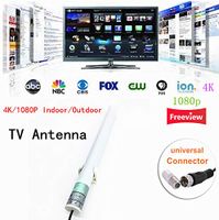 SZHHDX [Upgraded 2019] 4K/1080P Indoor/Outdoor VHF UHF High Gain Digital HD HDTV DTV Thin Compact TV Stick Antenna with 14ft Coaxial Cable (White)