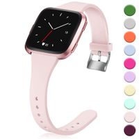 Hamile for Fitbit Versa/Versa 2/SE/Lite Bands, Slim Soft Silicone Wristbands Fitness Straps Replacement Belt for Fitbit Versa Lite Edition Fitness Smart Watch Band, Women Men, Small (Pink Sand)