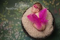 Fairy Glitter Butterfly Wings, Newborn, Baby, Photography prop Hotpink Color