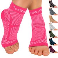 TechWare Pro Ankle Brace Compression Sleeve - Relieves Achilles Tendonitis, Joint Pain. Plantar Fasciitis Foot Sock with Arch Support Reduces Swelling & Heel Spur Pain. (Pink, S/M)