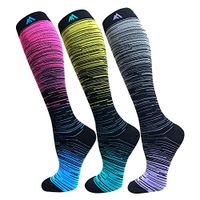 Compression Socks for Women and Men(1/3 Pairs)-Best for Running,Nursing,Circulation,Recovery & Travel (Multicoloured3-3 Pairs, Large/X-Large)