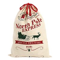 LITTLEGRASS Christmas Decorations Santa Sack Personalized for Kids Canvas Burlap Blank Bag Drawstring Special Delivery Extra Large Size 27.5"x19.5" (1pcs, K)