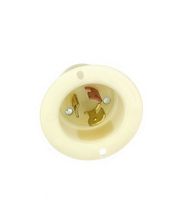 Leviton 7556-G 15/10 Amp, 125/250 Volt, Flanged Inlet Locking Receptacle, Industrial Grade, Grounding, White