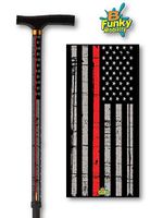 Adjustable Stylish T Handle Aluminum Walking Cane Self Adjusting Firefighter Thin Red Line