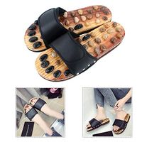 NINGXUE Foot Massage Slippers, Cobblestone Sole Health Acupressure Massage Slippers for Men, Women and Women,Black,27.5cm