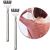 Set Kit of 2pcs Stainless Steel Backscratchers Extendable Telescopic Back Scratchers Portable Scratching Devices in Silver Color