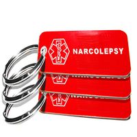 My Identity Doctor - 3 Pre-Engraved Narcolepsy Plastic Medical Alert ID Keychains, Small 2.25 x .79 Inch