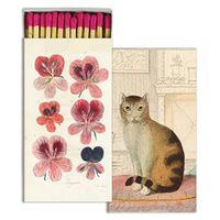 Pelargonium & Calm Cat Match Boxes with Wooden Matches | Set of 3 Decorative Match Boxes