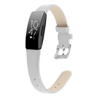 MEFEO Compatible with Fitbit Inspire Bands/Inspire HR Band, Genuine Leather Slim Soft Strap Wristbands Accessories Replacement for Fitbit Inspire Fitness Tracker (White, Large (6.6"-8.8"))