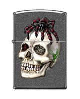 Zippo Custom Design Lighter Spider on Skull Reg Iron Stone Matte Windproof Collectible. Made in USA Limited Edition & Rare