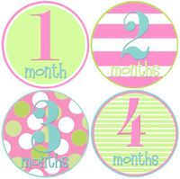 Mumsy Goose Baby Girl Monthly Stickers 1-12 Months Girl Polka Dot Milestone Stickers Pink Aqua