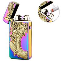 Kivors USB Rechargeable Windproof Flameless Electronic Plasma Pulse Double Arc Lighter Chinese Dragon Loong Lighter (Rainbow)