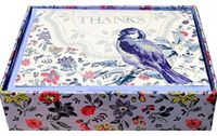 C.R. Gibson Set of 16 Note Cards in Keepsake Box - Lavender Floral Bird - Thanks