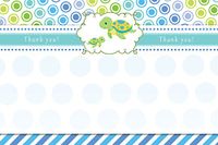 30 Blank Thank You Cards Teal Blue Polka Dots Green Turtle Design Unisex Baby Shower Party + 30 White Envelopes