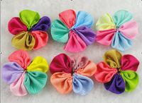 50 Pcs Rib Color Flower Appliques/Craft/Sewing