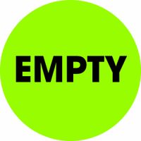 Tape Logic Circle Label, Legend"Empty", 2" Diameter, Fluorescent Green, Roll of 500 (DL1253)