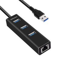 LYFNLOVE Aluminum 3-Port USB 3.0 Hub with RJ45 Gigabit Ethernet Port LAN Network Adapter for Surface Pro 4 Laptop, PC, Computer, USB Flash Drive and More