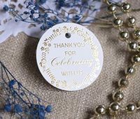Thank You Gift Tags Gold Foil, 30-Pack, Wedding Favor Tags, Bridal Shower Gift Tags Thank You for Celebrating with Us for Baby, 16 Birthday or Wedding Decor.(Golden1)