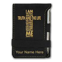 Mini Notepad, Bible Verse John 14:6, Personalized Engraving Included (Black)
