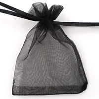 ATCG 100pcs 3.5x4.5 Inches Drawstring Organza Pouches Wedding Party Jewelry Favor Gift Candy Bags (Black)