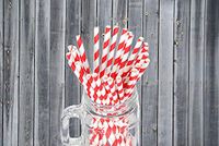 100 Pack Biodegradable Disposable Drinking Straws -7.7" for Birthdays,Parties,Holiday,Weddings,Baby Showers, Graduation Celebrations (Red)