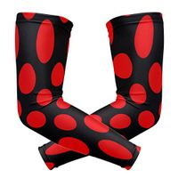 LEVEIS Red Black Spots Polka Dots Arm Sleeves UV Protection for Men Women Sunblock Protective Gloves Running Golf Cycling Driving Long Arm Cover 1 Pair