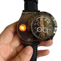 LANGMAN 2020 New Men’s Stylish Flameless Windproof USB Cigarette Lighter/Watch | Heat Coil Ignition (Black)