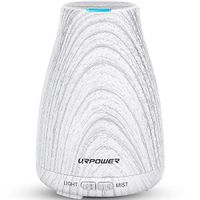 URPOWER Essential Oil Diffuser Mini Wood Grain Cool Mist Humidifier Aromatherapy Diffuser for Essential Oils Auto Shut-Off Safety Switch & 14 Color Night Lights for Home Office Spa Yoga Baby Study