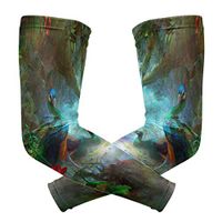 LEVEIS Peacock Arm Sleeves UV Protection for Men Women Sunblock Protective Gloves Running Golf Cycling Driving Long Arm Cover 1 Pair