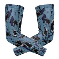 ZZKKO Shark Cooling Arm Sleeves Cover Uv Sun Protection for Men Women Running Golf Cycling Arm Warmer Sleeves 1 Pair