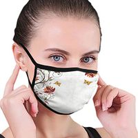 Branches Leaves Artistic Bright Petals Essence Beauty Ornate Print Mouth Mask Earloop Face Mask Fashion Polyester Breathable Mask Windproof Face and Nose Cover - Reusable & Washable