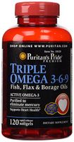 Puritans Pride Triple Omega 3-6-9 Fish, Flax & Borage Oils, 120 Count